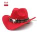 New Ethnic Style Western Cowboy Hat Women's Wool Hat Jazz Hat Western Cowboy Cap Red