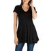 24seven Comfort Apparel Womens Short Sleeve Loose Fit Tunic Top with V Neck, R0112036 MADE IN THE USA
