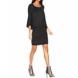 Bar III NEW Black Solid Womens Size Large L Popover Knit Sheath Dress