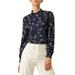 Unique Bargains Women's Floral Top Mock Neck Long Sleeve Elegant Work Blouse