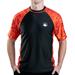 Aqua Design Mens Short Sleeve Rash Guard Shirt: Surf Swim Rashguard Shirts: Liquid Lava/Black size 5X-Large