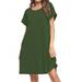 Women's Casual Crewneck Summer T Shirt Dress Loose Short Sleeve Tunic Dress Solid Color Dress