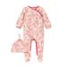 Burt's Bees Baby Girl Fairy Tale Floral Jumpsuit & Knot Top Hat Set