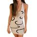 Binpure Printed Halter Dress Slim Fit Sleeveless U-shaped Neck One-piece