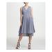 DKNY Womens Blue Plaid Sleeveless V Neck Midi Fit + Flare Dress Size 8