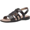 Life Stride Women's Edina Black / Light Scale Ankle-High Leather Wedged Sandal - 5M