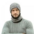 Karlsitek Beanie Hat Scarf Set,Men Autumn Winter Fluffy Knitted Cap Neck Warmer Headwear