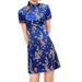 Binpure Women Chinese Cheongsam Short Sleeve Dragon Print Split Hem Mini Dress