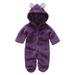 Infant Newborn Baby Warm Coral Fleece Bodysuit Kid Set Clothes Purple