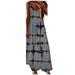 MIARHB Plus Size Skirt Floral Print women dress Women Tie-Dyed V-Neck Gradient Print Sleeveless Spaghetti Maxi Dress