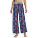 UKAP Womens Loose Baggy Wide Leg Pants Plus Size High Waist Tummy Control Elastic Waist Palazzo Floral Lounge Pants Leopard Print Tartan Plaid Harem Trousers