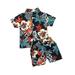 LA HIEBLA Baby Boys Hawaii Floral Blouse T Shirts Top Shorts 2Pcs Outfit