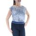 KIIND OF $49 Womens New 3371 Blue Jewel Neck Cap Sleeve Casual Top L B+B