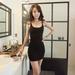 Summer Style Slim Lady Sexy Solid Women Bodycon Skinny Bottoming Dresses Cotton Spaghetti Strap Dress Base Mini Dresses Black M