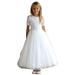 Angels Garment White Beaded Trim Tulle Lace Communion Dress Big Girls
