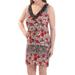 B DARLIN Womens Red Floral Sleeveless V Neck Above The Knee Shift Dress Juniors Size: 0