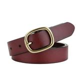 TureClos Women Belt Removable Strap Leather Firm Female Belt Elegant Leather Belt, Red Brown, 110cm