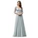 Ever-Pretty Womens Empire Waist 3/4 Sleeves Long Formal Evening Wedding Gowns for Women 00806 Grey US6