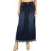 Women's Juniors \ Plus Size Long A-Line Stretch Denim Maxi Skirt