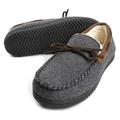 Men's Comfort Moccasin Slippers Memory Foam House Shoes with Anti-Skid Rubber Sole, Size 8 US Men, Grey