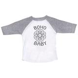 Girls or Boys Bohemian Raglan â€œ Boho Baby â€� Zen Spiritual Toddler & Youth Baseball Tee X-Small, Grey