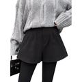 Women's Juniors Solid Color Shorts High Waisted Folded Hem Curvy Fit Woolen Shorts