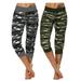 (2 Packs) Juniors' Plus Size Camo Sports Yoga Crop Jeggings High Waist Tummy Control Oversized Camouflage Pants