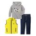 Calvin Klein Baby Boy LEMON YELLOW MULTI 3-Pc Set Vest, T-Shirt, Jeans, 7