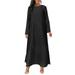 Women's Denim Long Sleeve Dress Casual Loose Holiday Maxi Dress Baggy Plain Dress