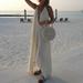 Winnereco Halter Dress Women Backless Party Beach Holiday Long Dress (White XL)