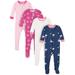 Gerber Baby & Toddler Girls Snug Fit Cotton Footed 1pc Pajamas, 4-Pack (0/3M-5T)