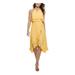 KENSIE Womens Yellow Embellished Ruffled Sleeveless Keyhole Below The Knee Hi-Lo Evening Dress Size 4