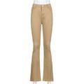 Luiryare H Women High Waisted Streetwear Stretch Flare Pants Vintage Solid Jeans