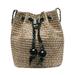 Zewfffr Drawstring Straw Bucket Crossbody Bags Women Shoulder Beach Handbags (Camel