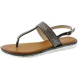 DailyShoes Thong Sandals with Rhinestones Flat T-Strap Flip-Flop Slingback Ankle Strap Fashion Midsole Wide Single Buckle Non Slip Thin Bottom Three