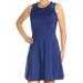 MAISON JULES Womens Blue Lace Sleeveless Jewel Neck Knee Length Fit + Flare Dress Size: M