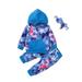 Xingqing Toddler Baby Girl Tie-dye Long Sleeve Front Pocket Hooded Tops +Long Pants+Headband 3pcs Outfits Blue 6-12 Months