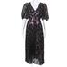 Rebecca Taylor Womens Long Sleeve Dress Black Pink Jacquard Size 2