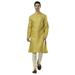 Ethnix Men's Indian Classic Collar Fine Textured Cotton Kurta Tunic Pajama Set; Gold; LG