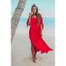 New Women's Cover-Ups Dress Sexy Ruffle Off Shoulder Beachwear See-through Maxi Dress