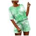 Yiwula Women New Summer Casual Short-Sleeved Shorts Printed Home Two-Piece Suit T-shirt for women