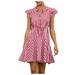 Mnycxen Women's Summer Sexy V-neck Striped Button Dress Mini Dress Casual Dress