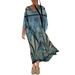 UKAP Bohemian Ethnic Floral Dress for Women Casual Loose Beach Holiday Kaftan Dress