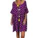 DaciyeWomen Star Print Dress Round Neck Short Sleeve Loose Dailywear (Purple S)