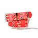 1111Fourone Women Belt Double Grommet Belt Alloy Leather Jeans Eyelet WaistBand, Red, with Chain