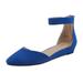 DREAM PAIRS Womens Ankle Strap Flats Low Wedge Heel Ladies Comfort Flat Shoes AMIGA ROYAL/BLUE Size 5