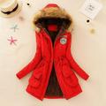 Women Winter Warm Plush Coat Long-sleeved Hooded Cotton Jacket Solid Color Light Down Tops