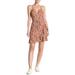 FREE PEOPLE Womens Coral Ruffled Floral Spaghetti Strap V Neck Mini Wrap Dress Dress Size XS
