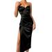 Bagilaanoe Women Strappy Dress Bodycon Outfits Clubwear Satin Lace Up Dress