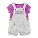 Carters Infant Girls Gray & Purple Baby Outfit Shortall Overalls & Tee Set